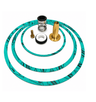 Kit de reparo da bomba circuladora Taco Série 1600, referência 1600-868CRP, com selo mecânico, bucha de eixo em bronze, juntas e parafuso de montagem.